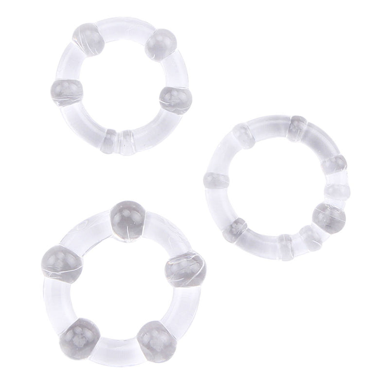 CHISA - Beaded Cock Rings 矽膠延時環 3件裝 透明