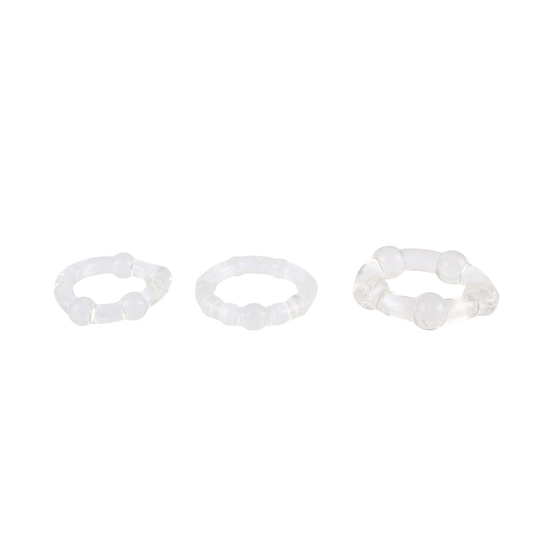 CHISA - Beaded Cock Rings 矽膠延時環 3件裝 透明