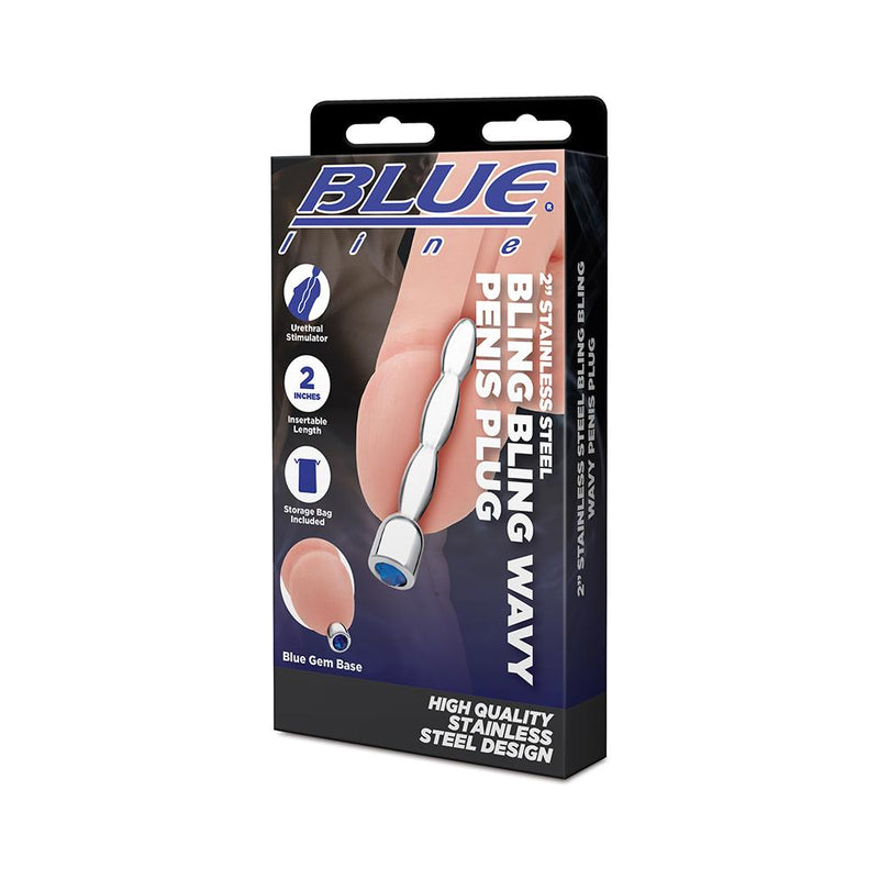 BLUE line(美國) 2" Stainless Steel Bling Bling Wavy Penis Plug 不鏽鋼串珠尿道塞