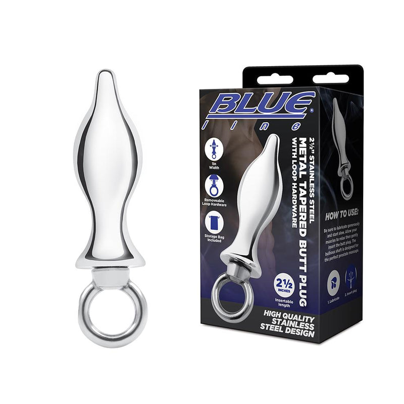 BLUE line(美國) 2.5" Stainless Steel Metal Tapered Butt Plug With Loop Hardware 不鏽鋼肛塞