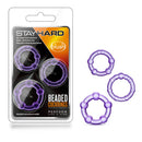 Blush(美國) Stay Hard - Beaded Penis Rings 矽膠延時環 透明紫色 (3件裝)