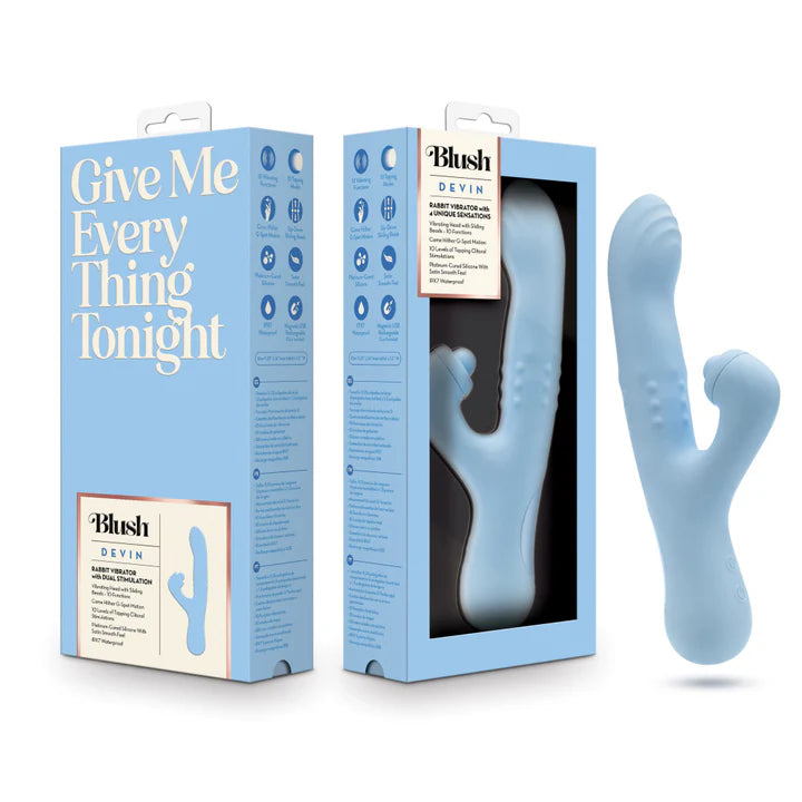 Blush(美國) Devin 9.25'' G Spot Rabbit Vibrator - G點兔子震動棒 藍色
