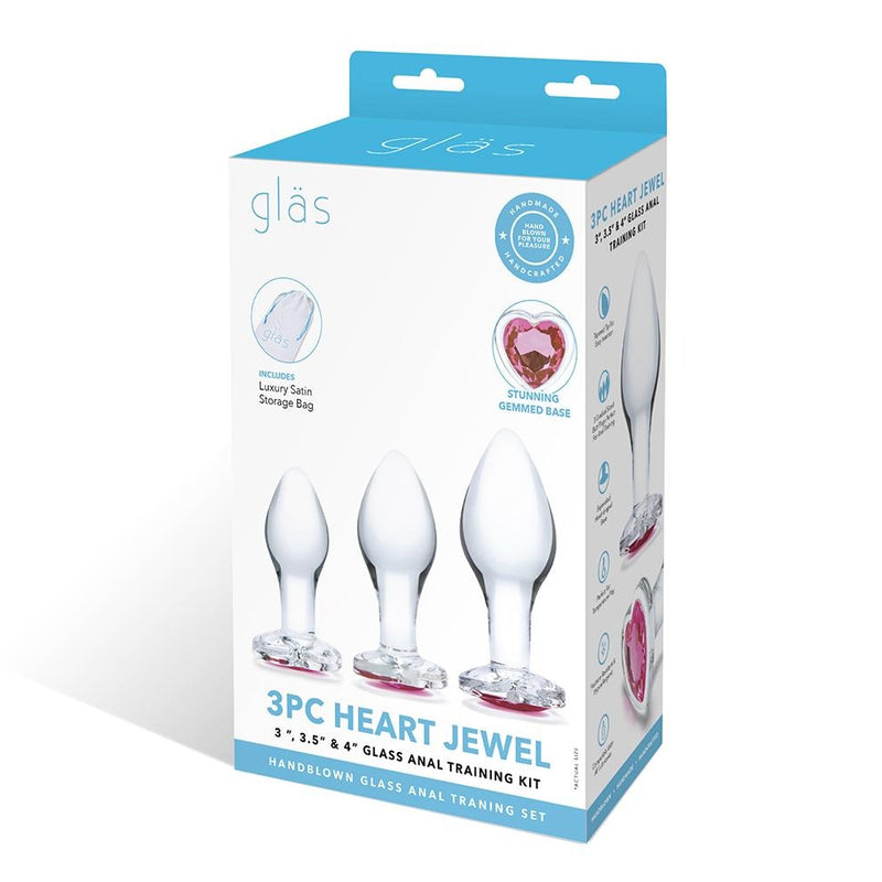 Glas(美國) 3PC Heart Jewel Glass Anal Training Kit 後庭訓練套裝