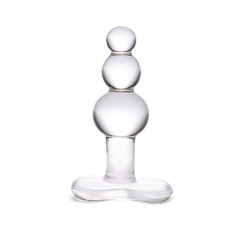 Glas(美國)4" Beaded Glass Butt Plug with Tapered Base 玻璃後庭拉珠塞