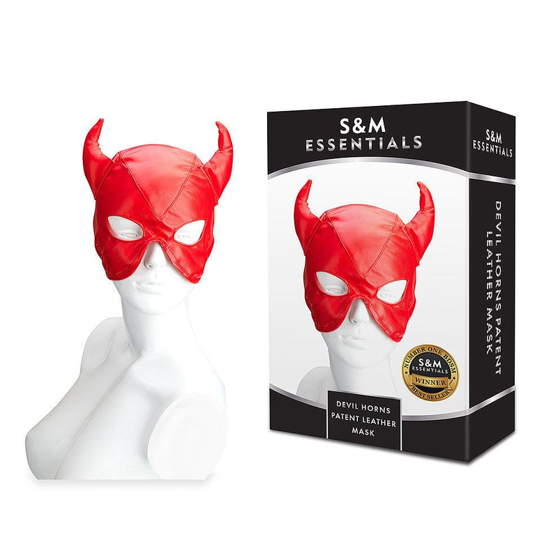S&M Essentials(美國) Devil Horns Patent Leather mask 魔鬼牛角漆皮面具