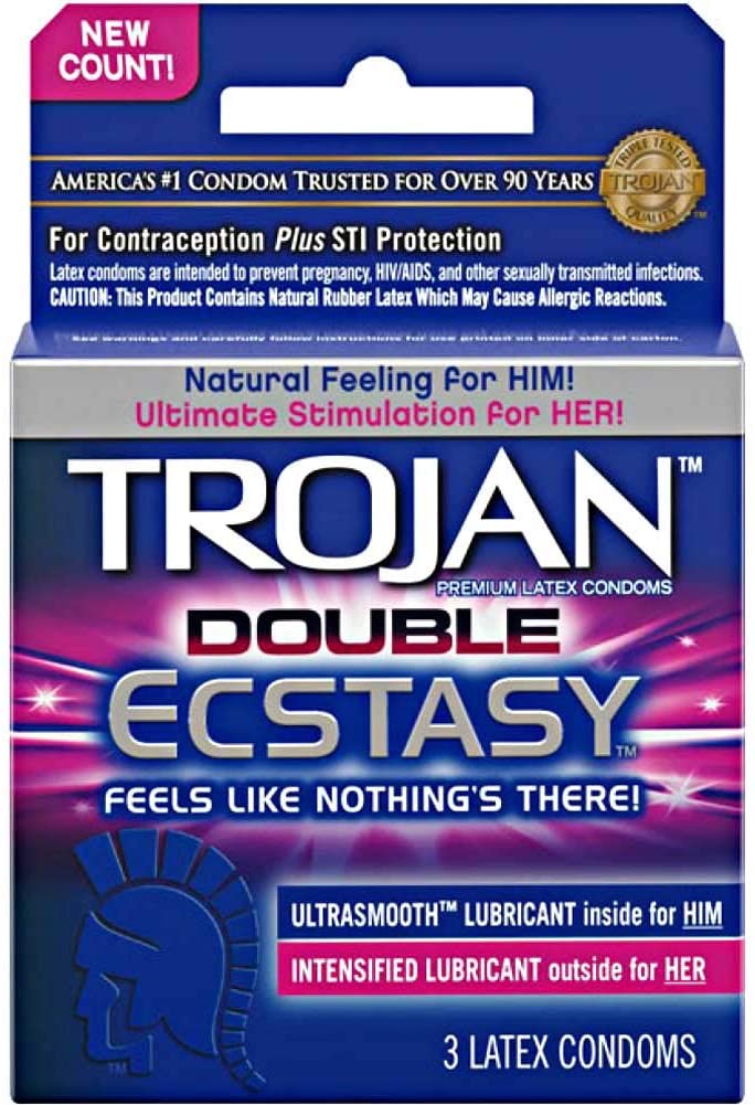 Trojan(美國)Trojan Double Ecstasy 雙重超羅紋潤滑安全套(3片裝)
