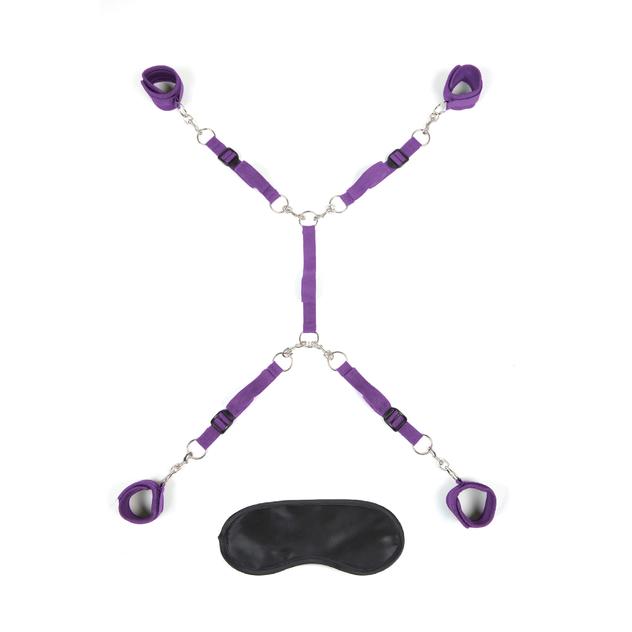 Lux Fetish(美國) 7 PC Bedspreader - Bed Restraint身體拘束套裝 紫色/黑色