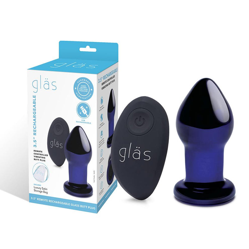 Glas(美國) 3.5'' Rechargeable Remote Controlled Vibrating Butt Plug玻璃遙控震動肛塞
