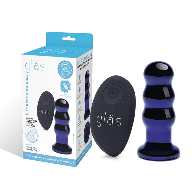 Glas(美國) 3.5" Remote Controlled Vibrating Beaded Buttplug 玻璃遙控震動肛塞