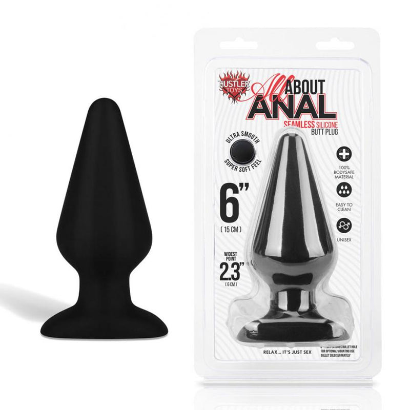 Hustler(美國) All About Anal Silicone Butt Plug 6吋後庭塞(黑色)