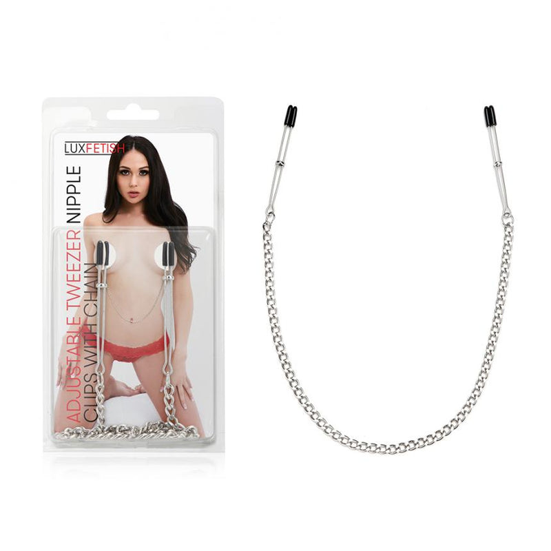 Lux Fetish(美國) Adjustable Tweezer Nipple Clips With Chain乳頭夾