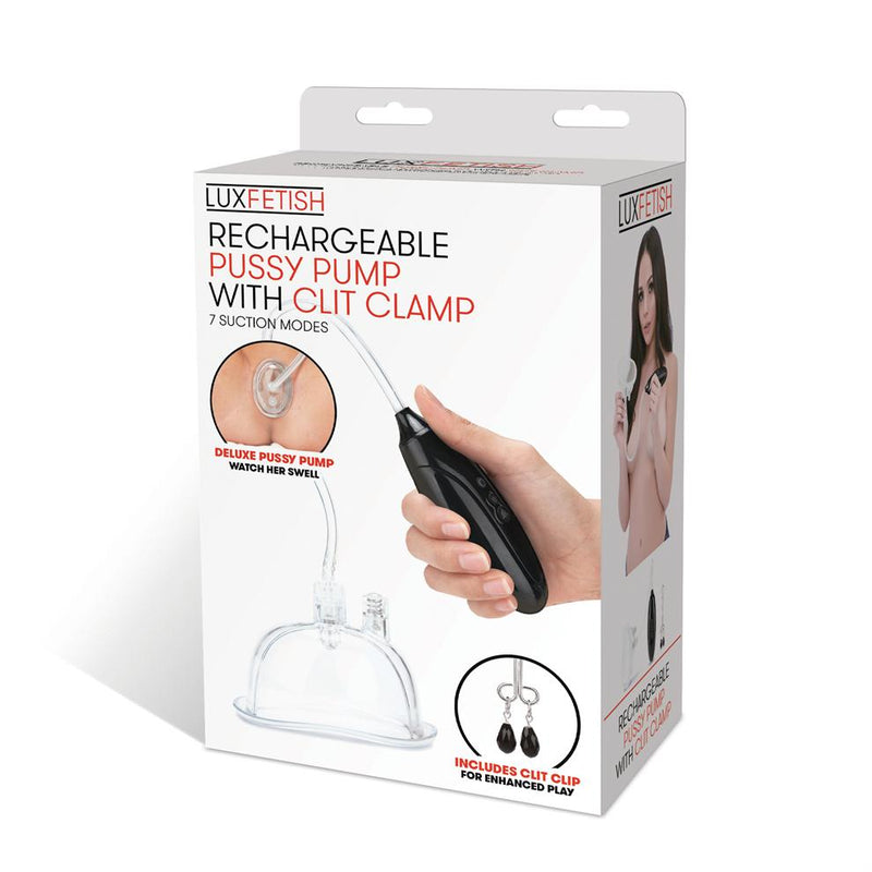 Lux Fetish(美國) Rechargeable Pussy Pump With Clit Clamp 陰蒂刺激吸陰器
