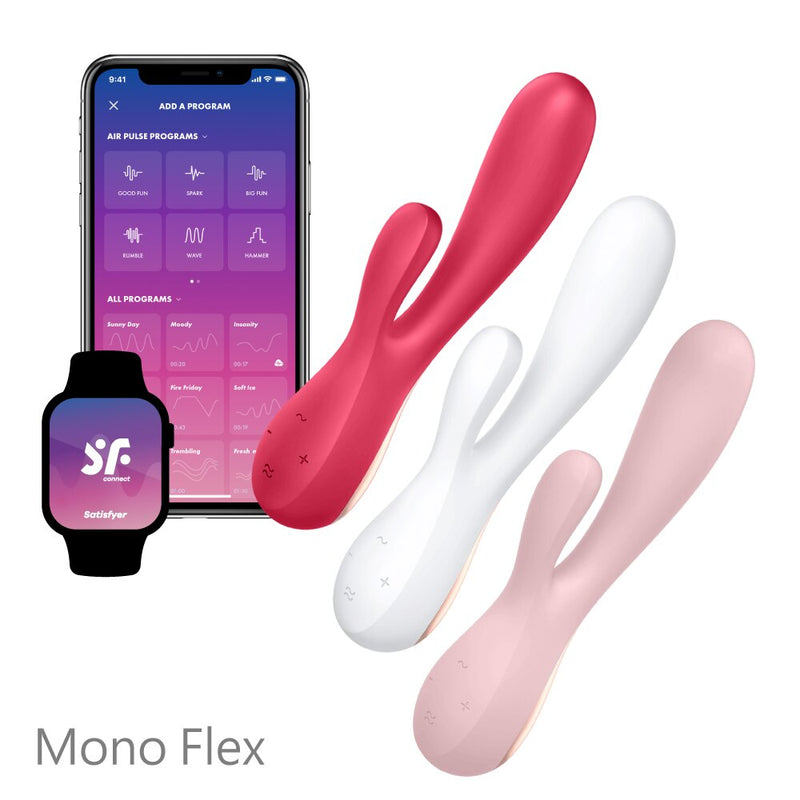 Satisfyer(德國) Mono Flex 手機遙控雙頭震動棒 玫瑰紅/白色/粉色