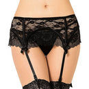 STARFIRE(日本)EROX 性感花紋蕾絲吊襪帶連丁褲 黑色/紅色