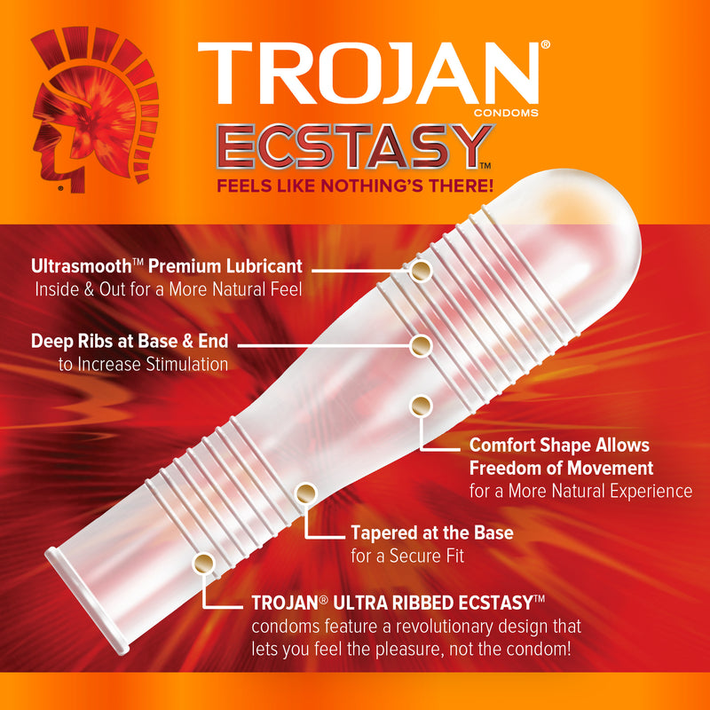 Trojan(美國) Ecstasy Ultra Ribbed超羅紋潤滑安全套3片裝