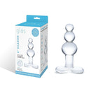 Glas(美國)4" Beaded Glass Butt Plug with Tapered Base 玻璃後庭拉珠塞