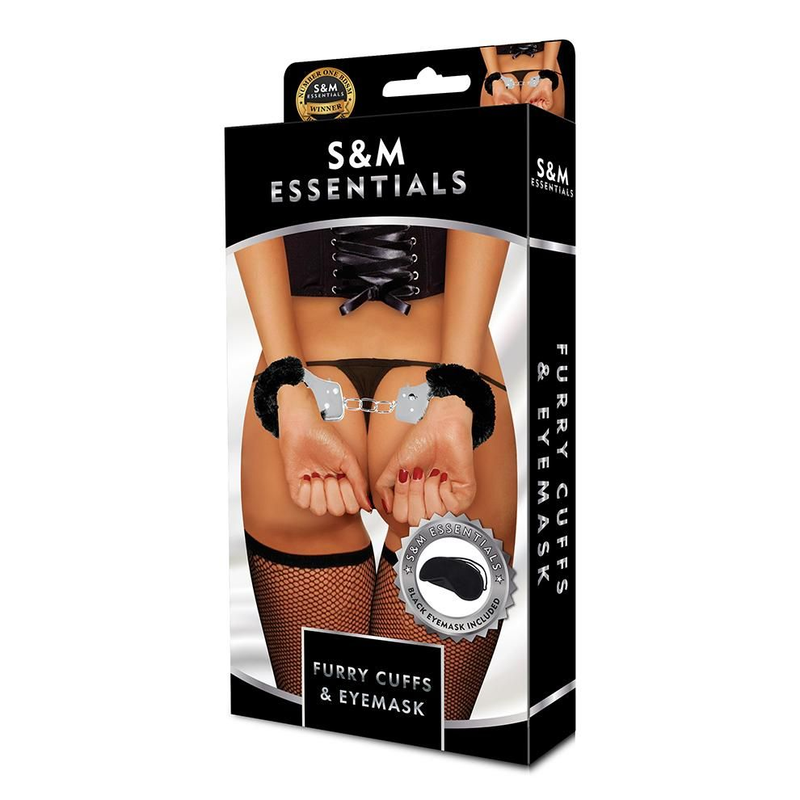 S&M Essentials(美國)Furry Cuffs & Eyemask毛毛手銬連眼罩 罵色/豹紋